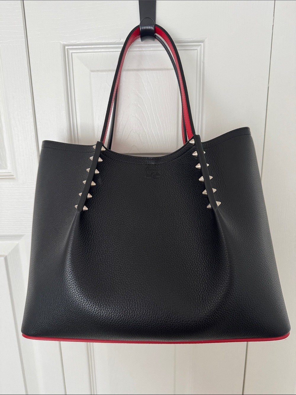 Christian Louboutin Black Tote with Red Trim and Silver Studs